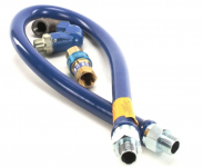 Dormont 1675BPQS48 3/4"x48" Blue Hose Gas Connector With Snapfast, Swivel Max